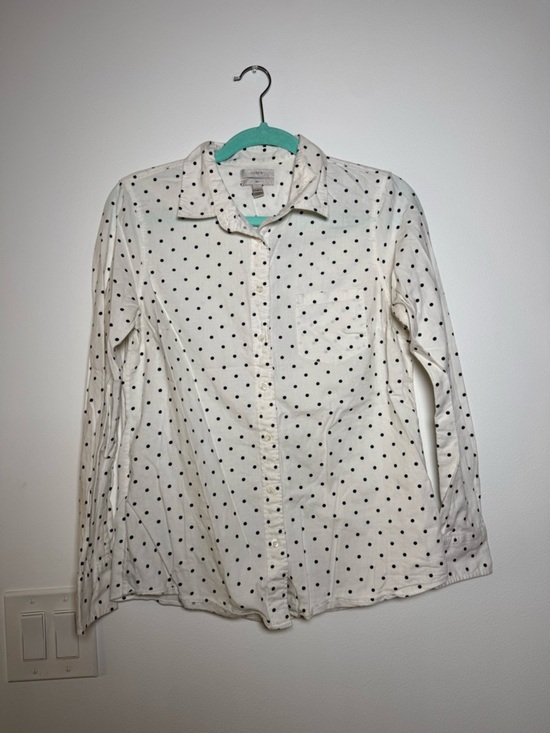 J. Crew Other - J. Crew White Button-Down Shirt with Black Polka Dots